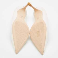 Pre Owned Tory Burch White Patent and Leather Penelope Pumps Size 40