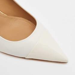 Pre Owned Tory Burch White Patent and Leather Penelope Pumps Size 40