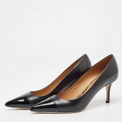 Pre Owned Tory Burch Black Patent and Leather Penelope Pumps Size 40