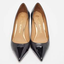 Pre Owned Tory Burch Black Patent and Leather Penelope Pumps Size 40
