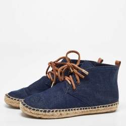 Pre Owned Tory Burch Blue Denim Espadrille Sneakers Size 37