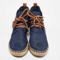 Pre Owned Tory Burch Blue Denim Espadrille Sneakers Size 37