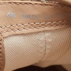 Pre Owned Tory Burch Beige Leather and Suede Crystal Embellished Slip On Sneakers Size 36.5