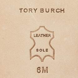 Pre Owned Tory Burch Brown Leather Eleanor Flat Slides Size 36.5