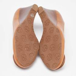Pre Owned Tory Burch Brown Leather Sally Wedge Pumps Size 36