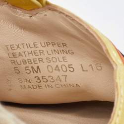 Pre Owned Tory Burch Multicolor Canvas and Nubuck Laguna Espadrille Wedge Sandals 35.5