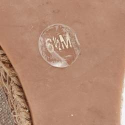 Pre Owned Tory Burch Grey Canvas Jackie Bow Espadrille Wedge Pumps Size 37