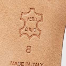 Pre Owned Tory Burch Brown/Gold Leather Penelope Slingback Pumps Size 38