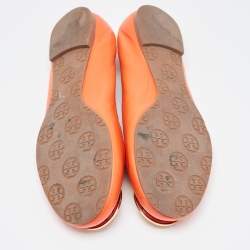 Tory Burch Orange Leather Minnie Scrunch Ballet Flats Size 36.5 