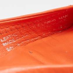 Tory Burch Orange Leather Minnie Scrunch Ballet Flats Size 36.5 