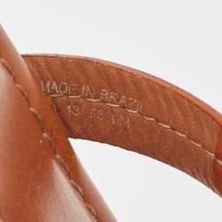 Pre Owned Tory Burch Brown Leather Thong Flat Slides Size 36.5