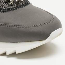 Pre Owned Tory Burch Grey/Beige Neoprene And Mesh Storm Cloud Crystal Embellished Slip On Sneakers Size 38