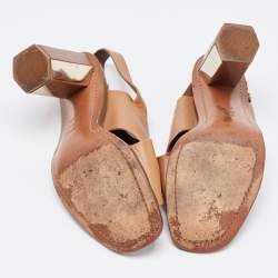 Tory Burch Brown Leather Slingback Sandals Size 38