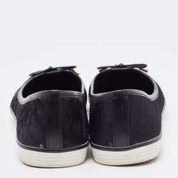 Pre Owned Tory Burch Black Calf Hair and Leather Cap Toe Skyler Flats Size 39