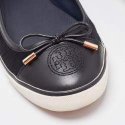 Pre Owned Tory Burch Black Calf Hair and Leather Cap Toe Skyler Flats Size 39