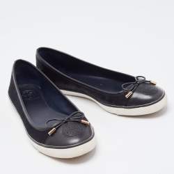 Pre Owned Tory Burch Black Calf Hair and Leather Cap Toe Skyler Flats Size 39