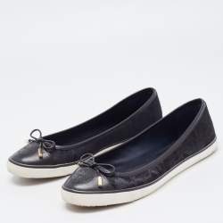Pre Owned Tory Burch Black Calf Hair and Leather Cap Toe Skyler Flats Size 39