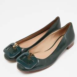 Tory Burch Green Patent Leather Ballet Flats Size 37