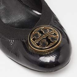 Pre Owned Tory Burch Black Patent Leather Caroline Scrunch Pumps Size 37.5