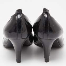 Pre Owned Tory Burch Black Patent Leather Caroline Scrunch Pumps Size 37.5