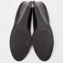 Pre Owned Tory Burch Black Leather and Patent Cap Toe Wedge Pumps Size 40