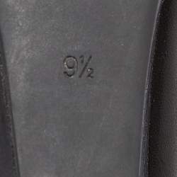 Pre Owned Tory Burch Black Leather and Patent Cap Toe Wedge Pumps Size 40