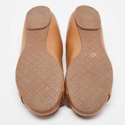 Pre Owned Tory Burch Brown Leather Gabriel Ballet Flats Size 39.5