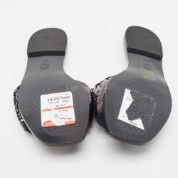 Pre Owned Tory Burch Black Sequins Carter Slide Flats Size 38