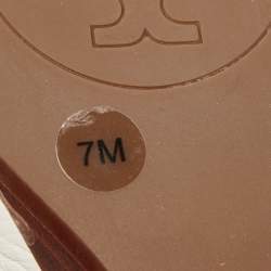 Pre Owned Tory Burch Off White Leather Amanda Peep Toe Wedge Pumps Size 37.5