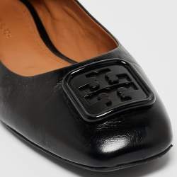 Pre Owned Tory Burch Black Leather Geogia Ballet Flats Size 39
