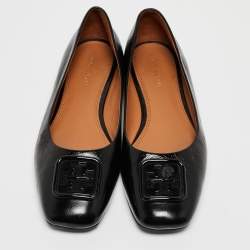 Pre Owned Tory Burch Black Leather Geogia Ballet Flats Size 39
