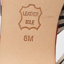 Pre Owned Tory Burch Multicolor Striped Canvas Graham Slide Sandals Size 38.5