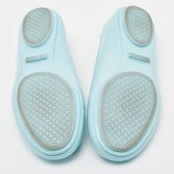 Pre Owned Tory Burch Blue Patent Leather Minnie Travel Ballet Flats Size 39