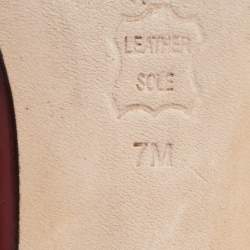 Pre Owned Tory Burch Burgundy Patent Peep Toe Ballet Flats Size 37.5