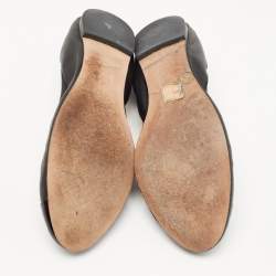 Pre Owned Tory Burch Black Leather Lowell Scrunch Ballet Flats Size 39.5