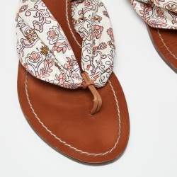 Tory Burch Multicolor Print Satin Carson Thong Sandals Size 41