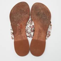 Tory Burch Multicolor Print Satin Carson Thong Sandals Size 41