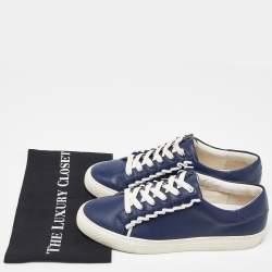 Tory Burch Blue Leather Low Top Sneakers Size 41