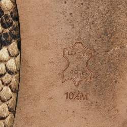 Pre Owned Tory Burch Beige/Brown Python Embossed Leather and Patent Leather Chelsea Ballet Flats Size 41