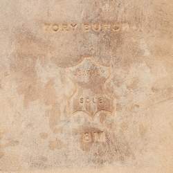 Pre Owned Tory Burch Yellow Woven Leather Loafer Mules Size 38.5 