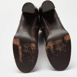 Pre Owned Tory Burch Brown Leather Knee Length Boots Size 38.5