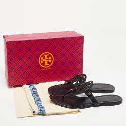 Pre Owned Tory Burch Black Leather Miller Flat Thong Sandals Size 39.5