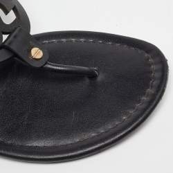 Pre Owned Tory Burch Black Leather Miller Flat Thong Sandals Size 39.5