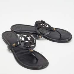 Pre Owned Tory Burch Black Leather Miller Flat Thong Sandals Size 39.5
