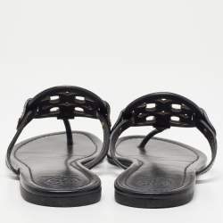 Pre Owned Tory Burch Black Leather Miller Flat Thong Sandals Size 39.5