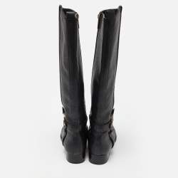 Pre Owned Tory Burch Black Leather Reva Knee Length Boots Size 39