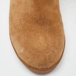 Pre Owned Tory Burch Brown Nubuck and Leather Snow Boots Size 38.5