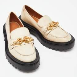 Tory Burch Beige Leather Platform Loafers Size 36.5