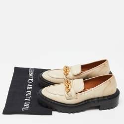 Tory Burch Beige Leather Platform Loafers Size 36.5