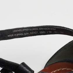 Pre Owned Tory Burch Black Leather Phoebe Flat Sandals Size 37.5